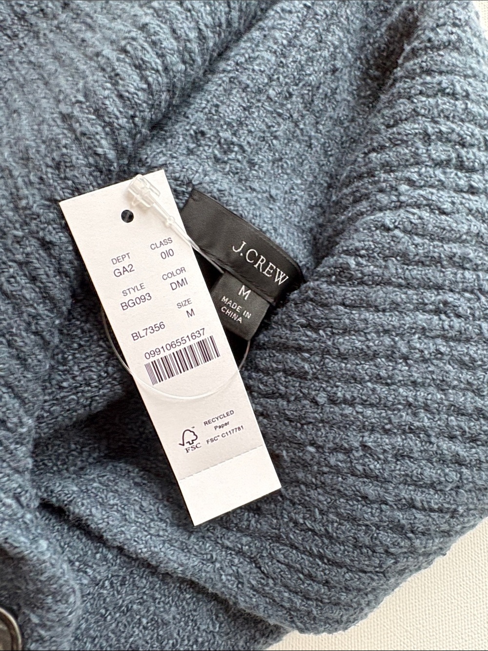 J.Crew Collared Cotton-Blend Boucle Cardigan Sweater-NWT-Midnight-Size MEDIUM - Picture 11 of 11